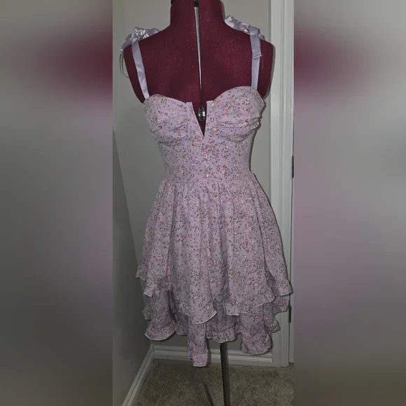 SHEIN Purple Fit and Flare Midi Dress Sweetheart Neckline - Picture 1 of 2